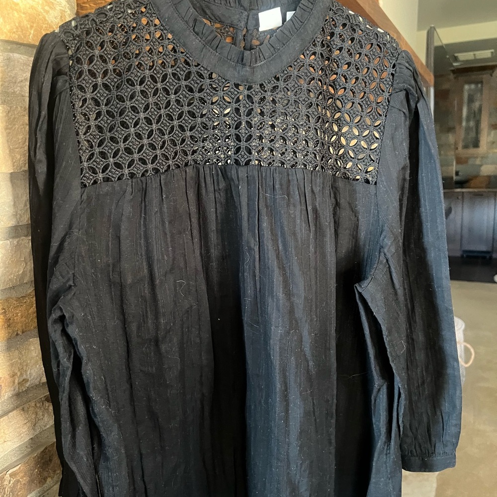 GAP Black Eyelet Top